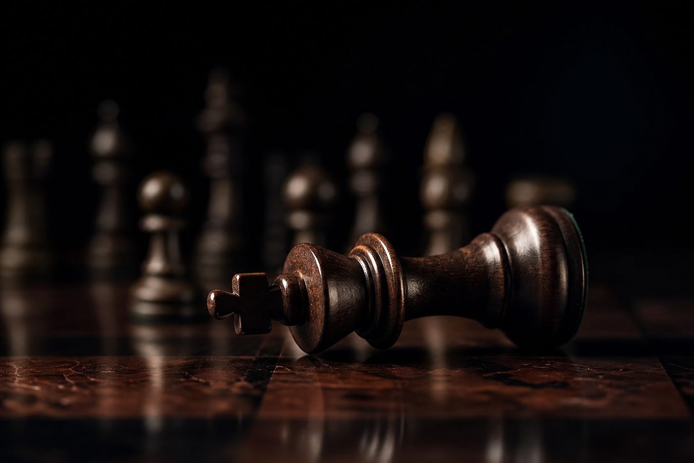 Une pièce d’échecs renversée sur un plateau, image du coût d’une mauvaise décision